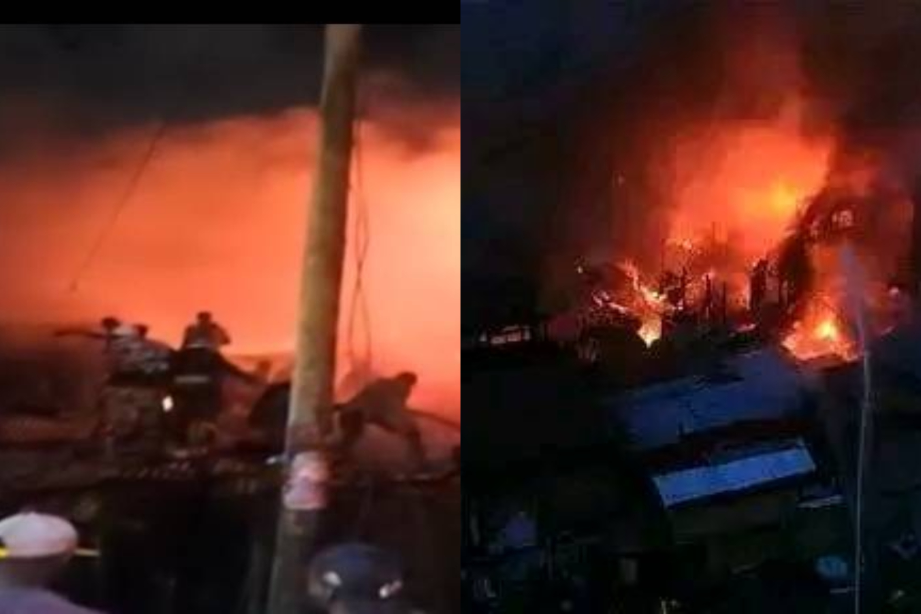 Photocollage of a fire incident in Mathare Slums.